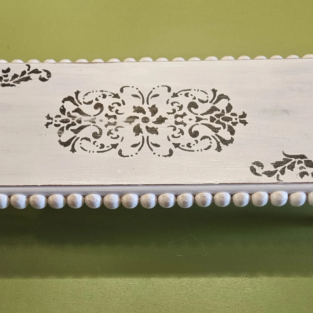 Decorative Distressed White and Black Wooden Tray/Riser - Picture 4 of 6